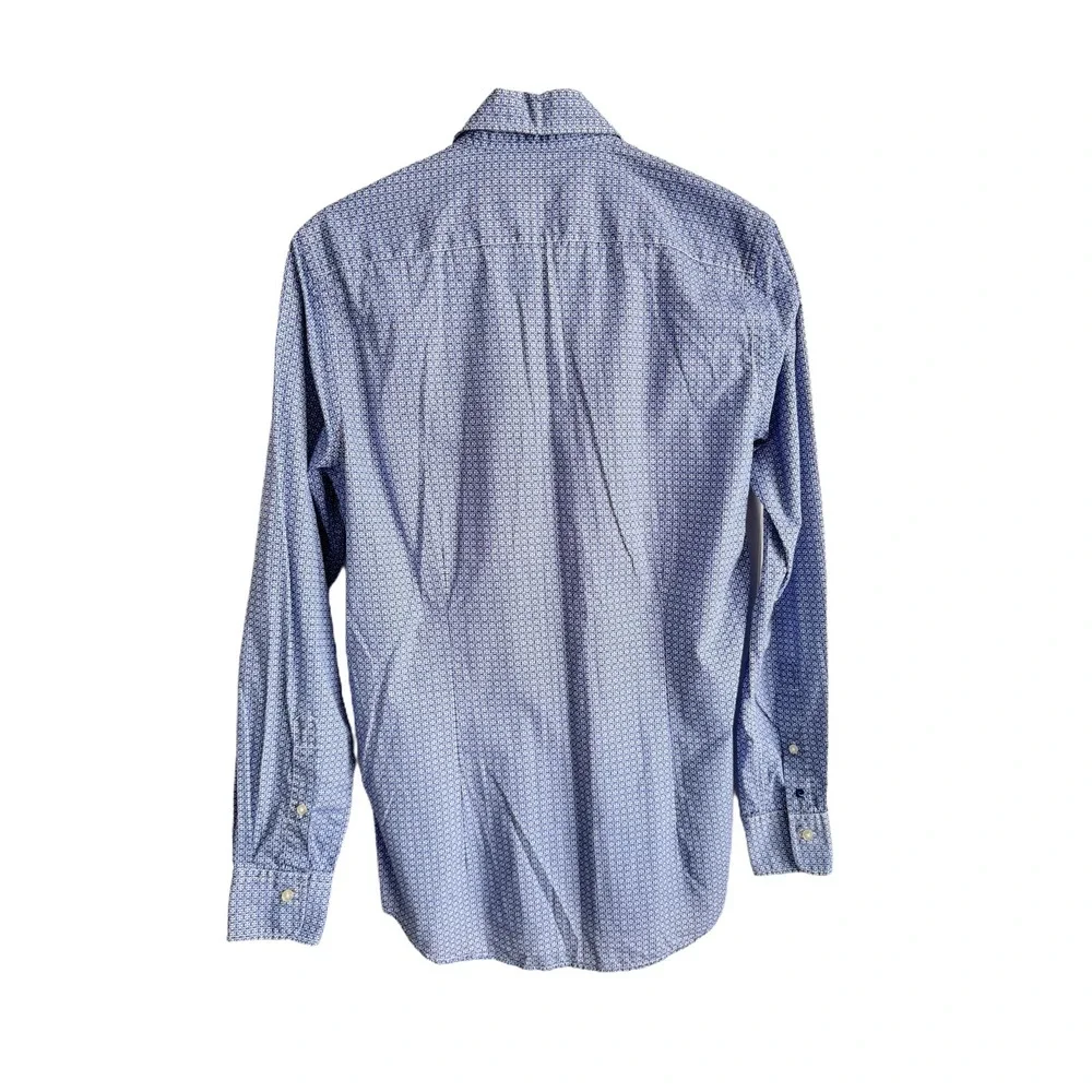 Pierre Cardin Mens Slim Fit Long Sleeve Dress Shirt Size 40 (M) Blue Pattern - Picture 15 of 16